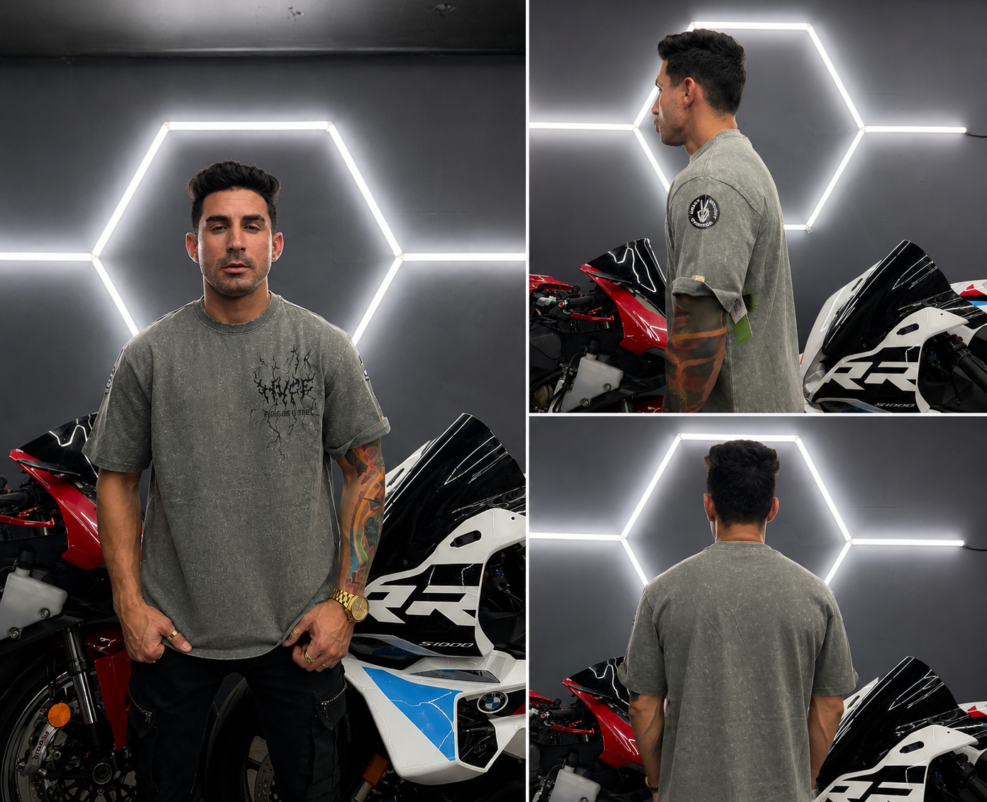 Playera oversized premium en color gris lavado con diseño exclusivo estilo streetwear