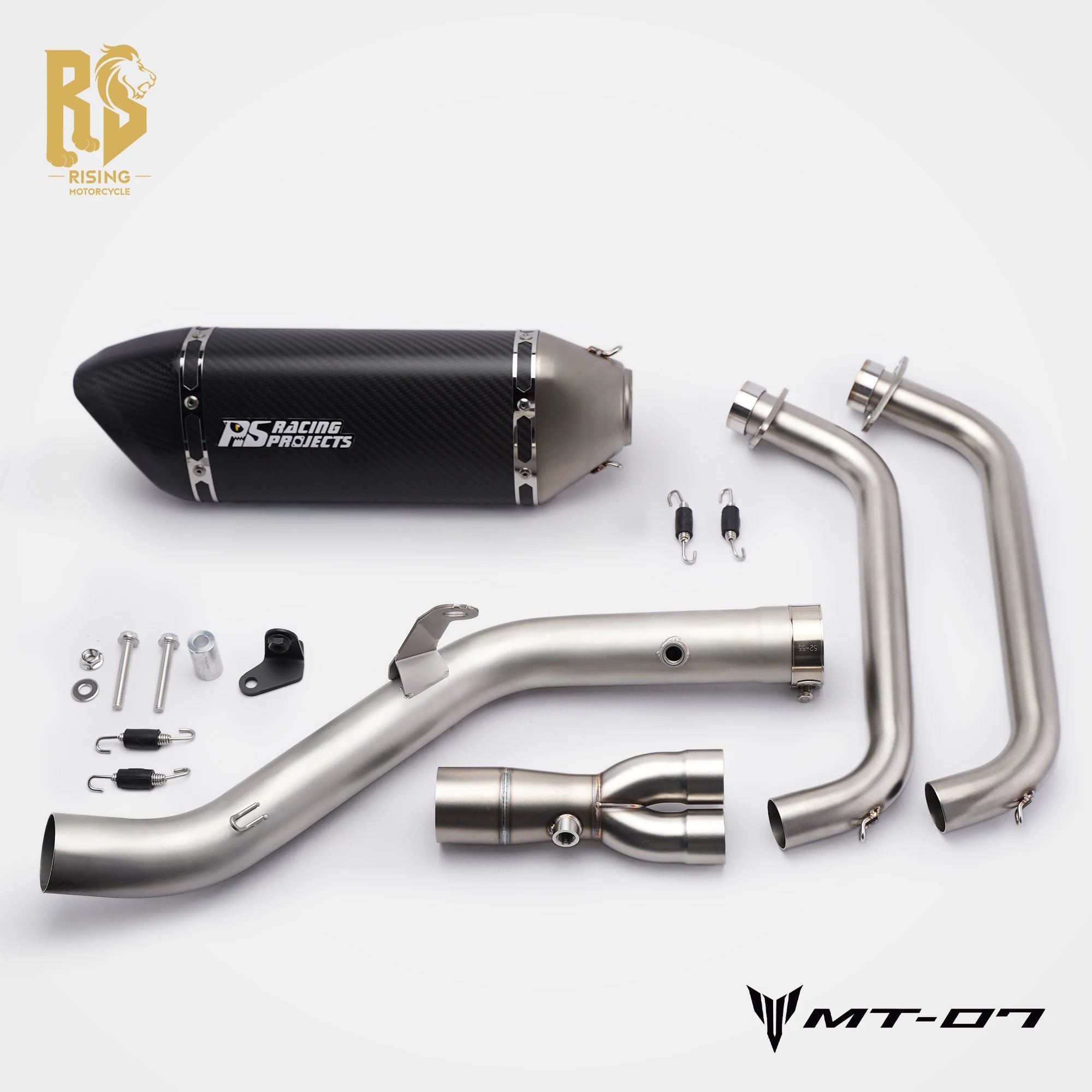 RS Side Exit Full Exhaust System For Yamaha MT-07 XSR700 2025 Dual O2 Sensor Stainless Steel High Flow Plug-and-Play Tracer 7