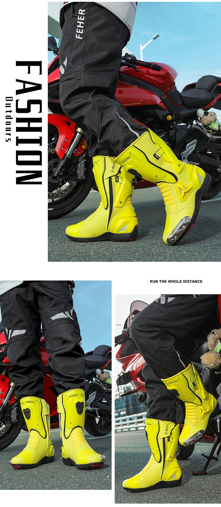 Botas de Moto de Cuero para Hombre – Antideslizantes, Touring y Motocross (Tallas 36–47)