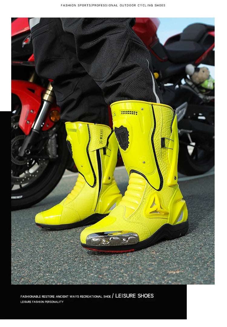 Botas de Moto de Cuero para Hombre – Antideslizantes, Touring y Motocross (Tallas 36–47)
