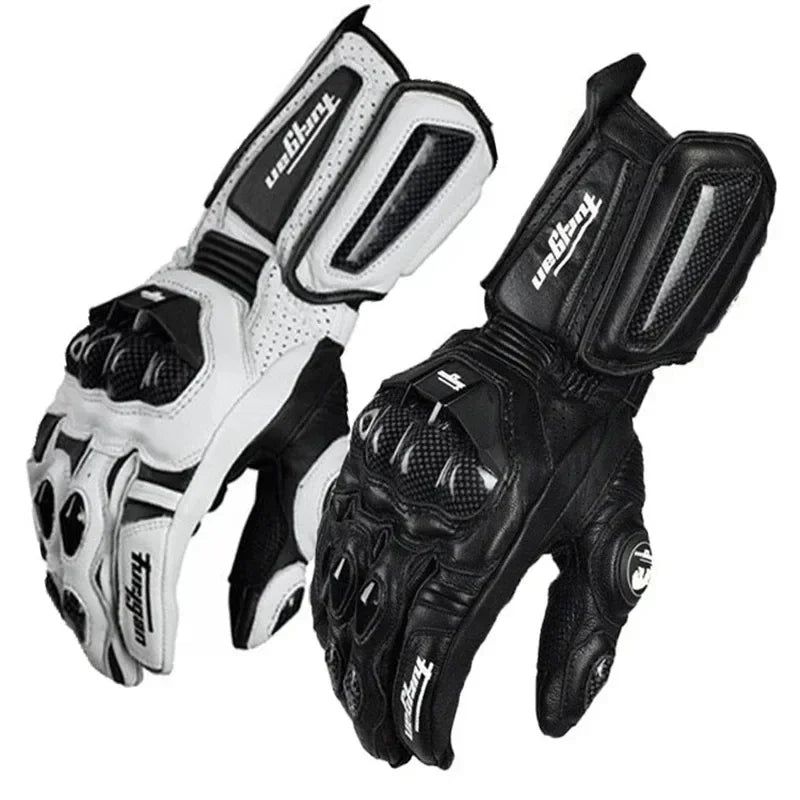 Guantes de Moto de Cuero Genuino – Racing, Impermeables y Táctiles (Invierno)