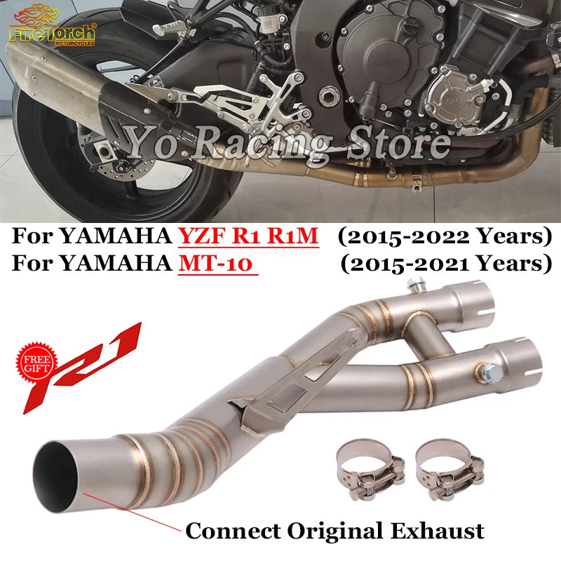 Slip-On para Yamaha YZF-R1 / R1M / MT-10 (2015–2022) – Tubo Intermedio Mid Pipe para Escape Original