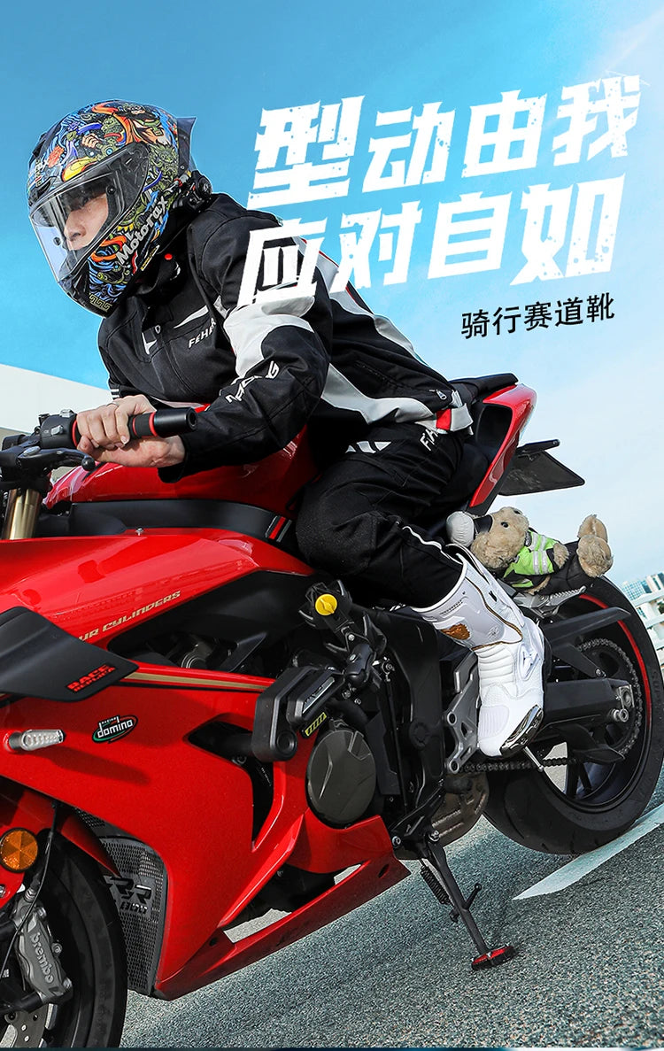 Botas de Moto de Cuero para Hombre – Antideslizantes, Touring y Motocross (Tallas 36–47)