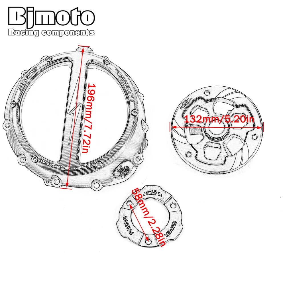Tapa de Embrague Transparente Racing CNC para BMW S1000RR, S1000R, S1000XR y M1000 (2019-2026)