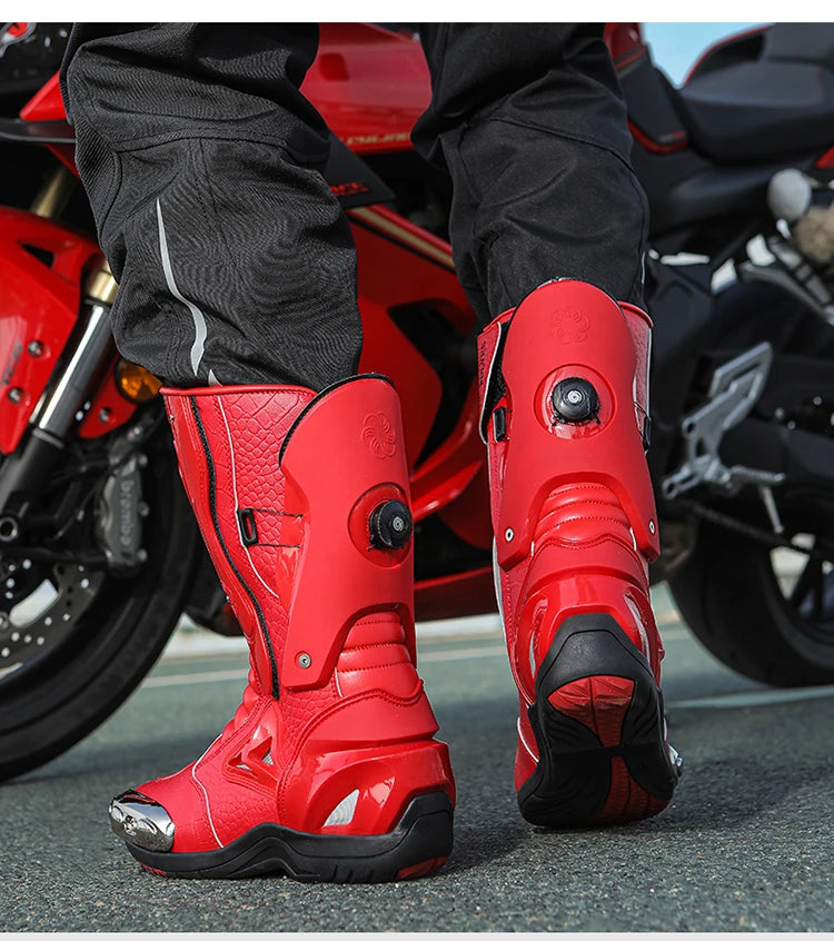 Botas de Moto de Cuero para Hombre – Antideslizantes, Touring y Motocross (Tallas 36–47)