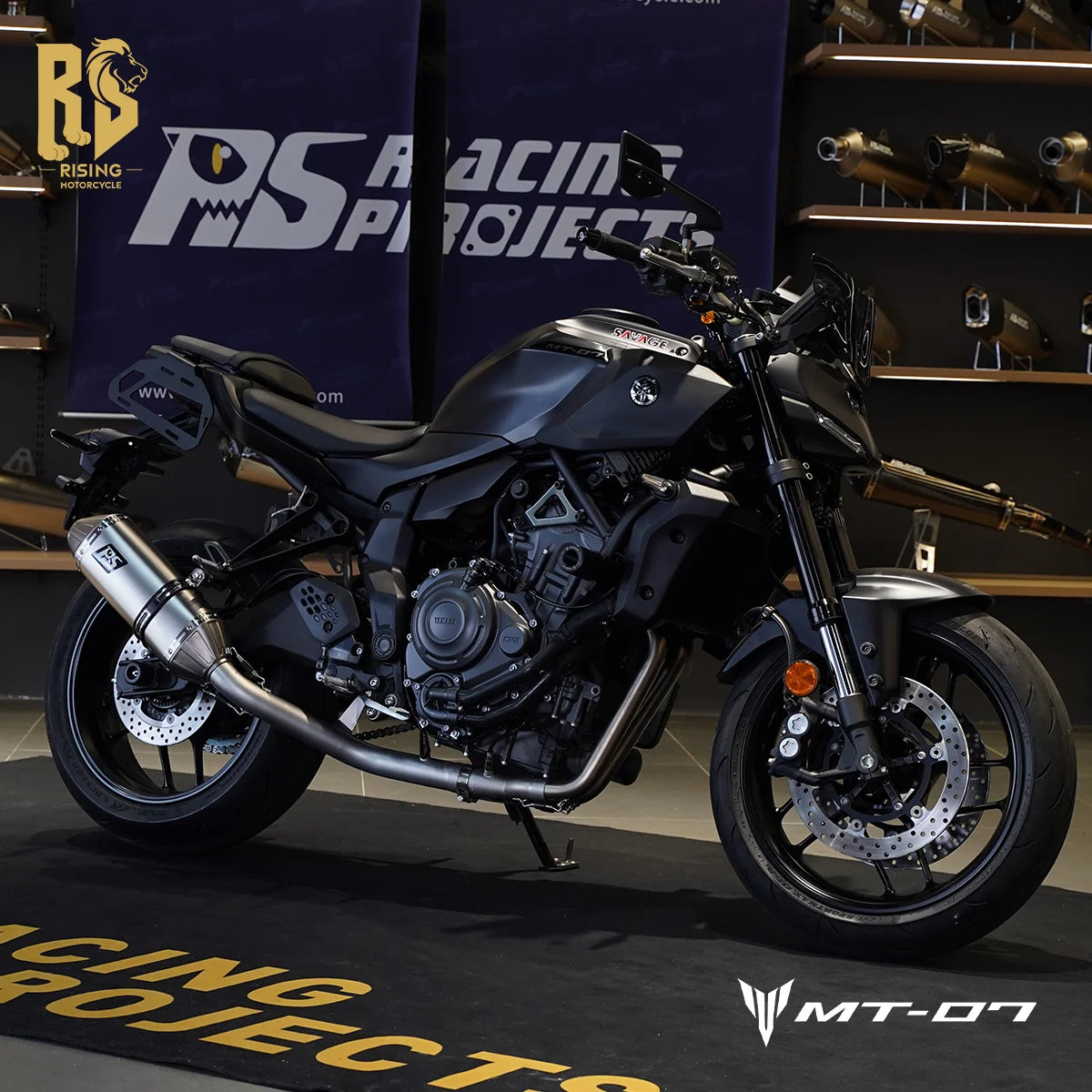 RS Side Exit Full Exhaust System For Yamaha MT-07 XSR700 2025 Dual O2 Sensor Stainless Steel High Flow Plug-and-Play Tracer 7