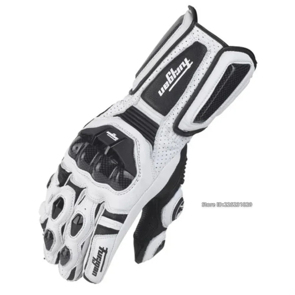Guantes de Moto de Cuero Genuino – Racing, Impermeables y Táctiles (Invierno)