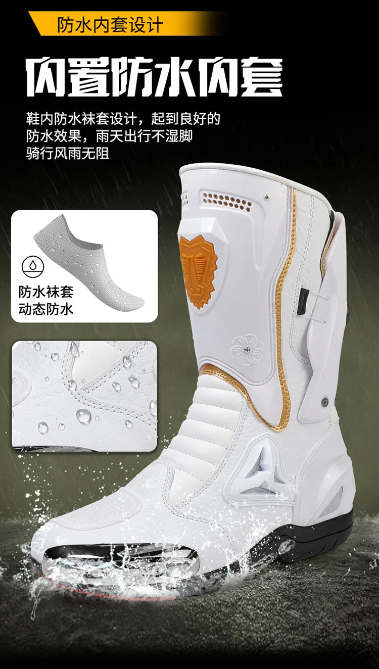 Botas de Moto de Cuero para Hombre – Antideslizantes, Touring y Motocross (Tallas 36–47)