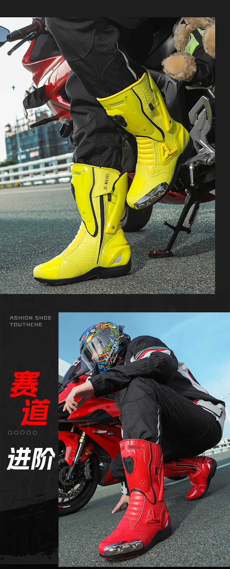 Botas de Moto de Cuero para Hombre – Antideslizantes, Touring y Motocross (Tallas 36–47)