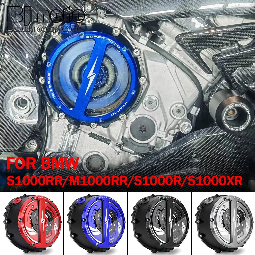 Tapa de Embrague Transparente Racing CNC para BMW S1000RR, S1000R, S1000XR y M1000 (2019-2026)
