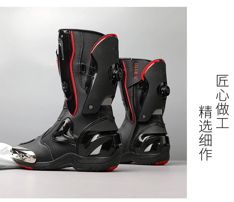 Botas de Moto de Cuero para Hombre – Antideslizantes, Touring y Motocross (Tallas 36–47)