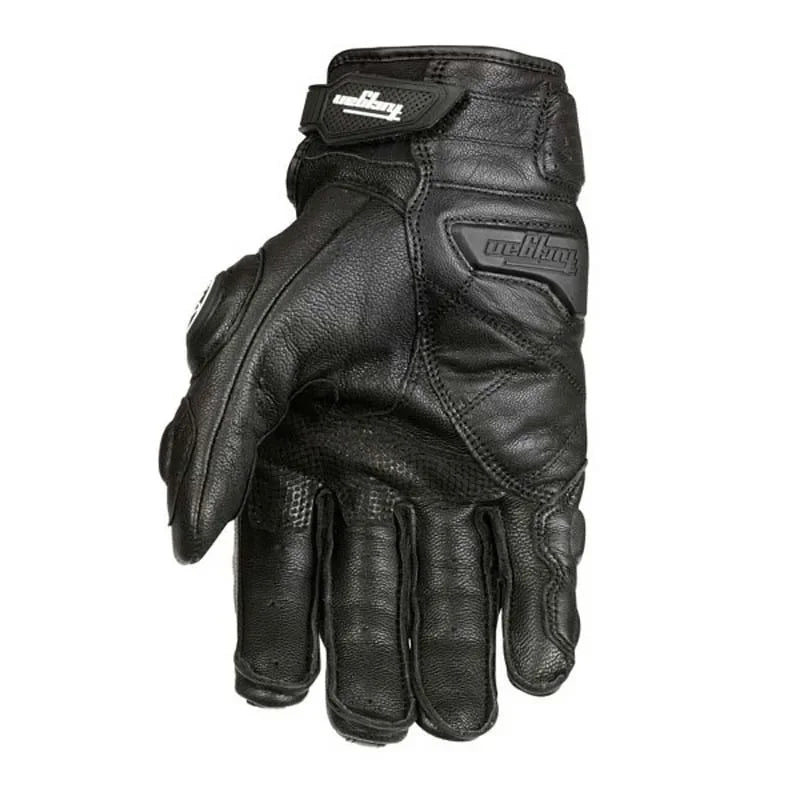 Guantes de Moto de Cuero Racing – Negro/Blanco/Rojo, Verano e Invierno