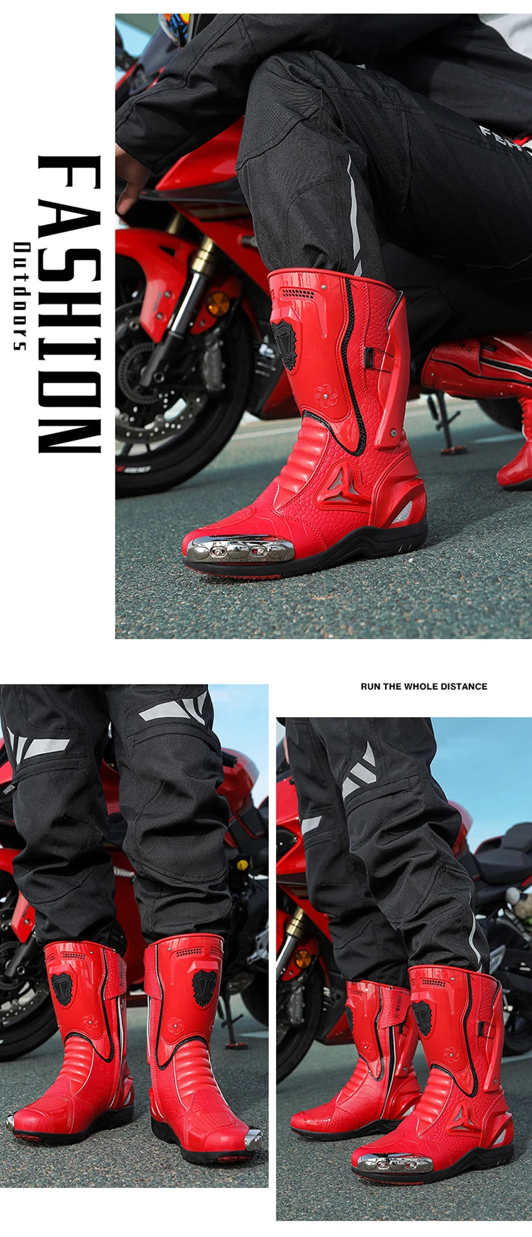 Botas de Moto de Cuero para Hombre – Antideslizantes, Touring y Motocross (Tallas 36–47)