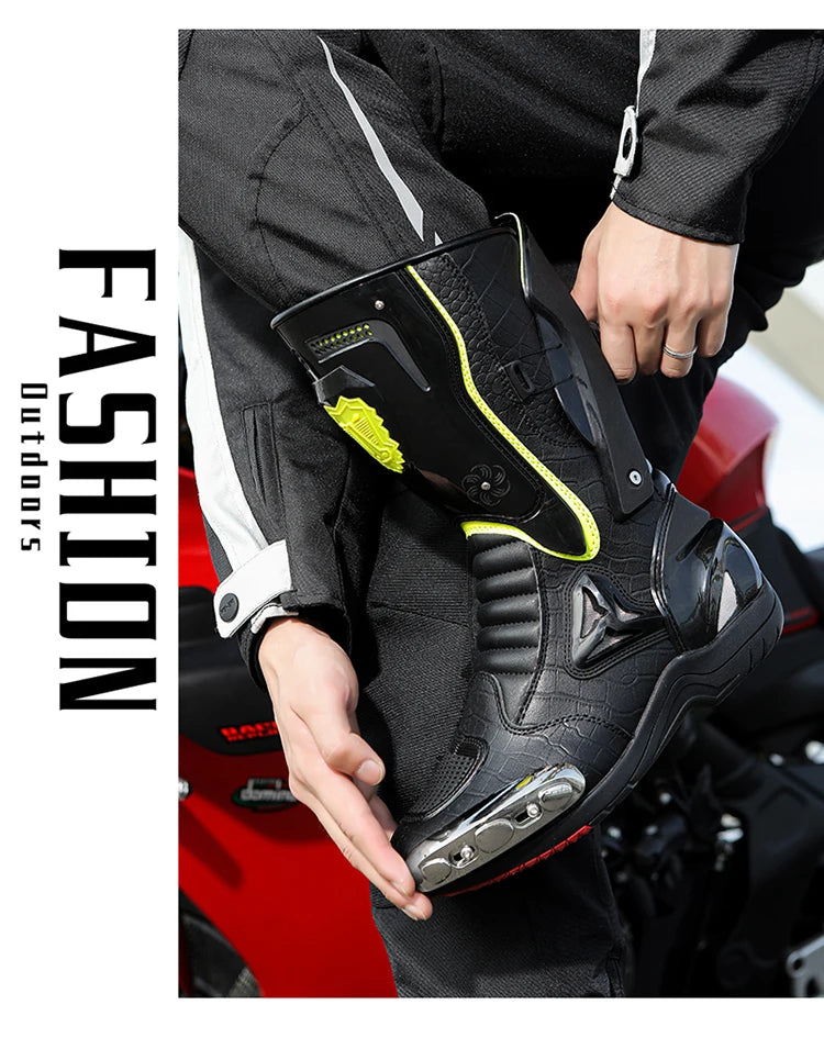 Botas de Moto de Cuero para Hombre – Antideslizantes, Touring y Motocross (Tallas 36–47)