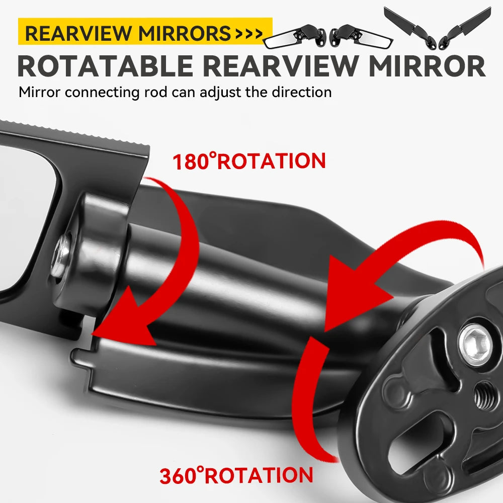 Modified Motorcycle Rearview Side Mirrors Wind Wing Adjustable Rotating with LED Light for Yamaha YZF R1 R6 R25 R3 Suzuki GSXR