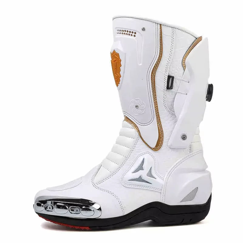 Botas de Moto de Cuero para Hombre – Antideslizantes, Touring y Motocross (Tallas 36–47)