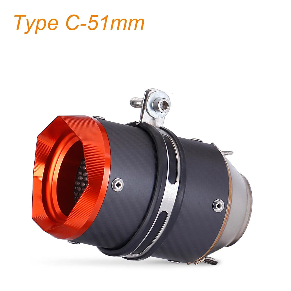 Escape Universal para Motocicleta en Fibra de Carbono CNC – Compatible con Kawasaki Z900 / Yamaha FZ6 / KTM RC390 / BMW S1000XR