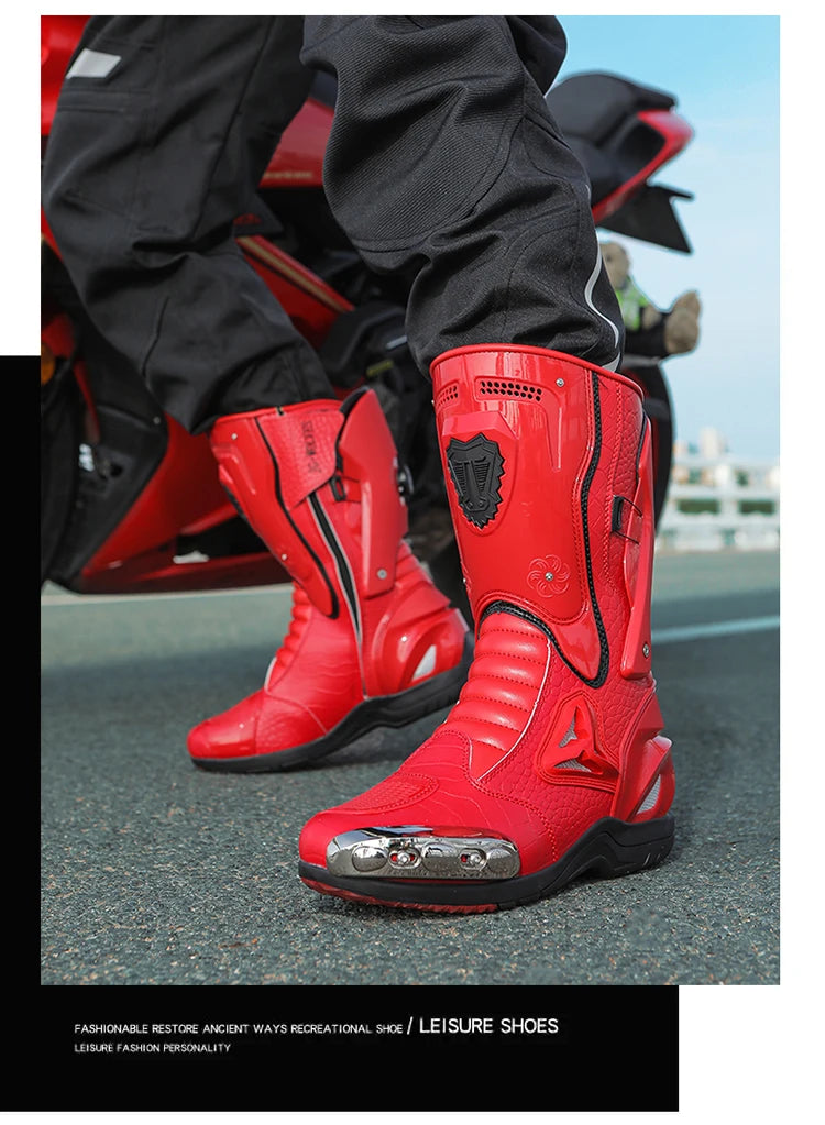 Botas de Moto de Cuero para Hombre – Antideslizantes, Touring y Motocross (Tallas 36–47)