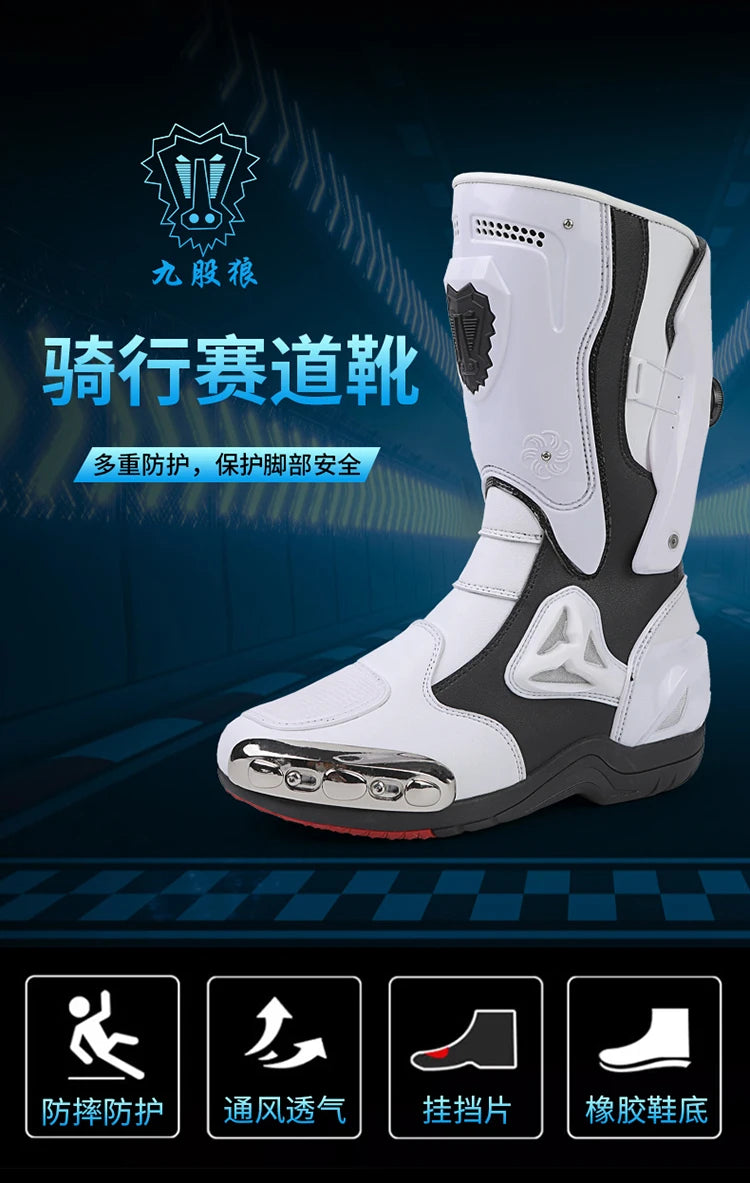 Botas de Moto de Cuero para Hombre – Antideslizantes, Touring y Motocross (Tallas 36–47)