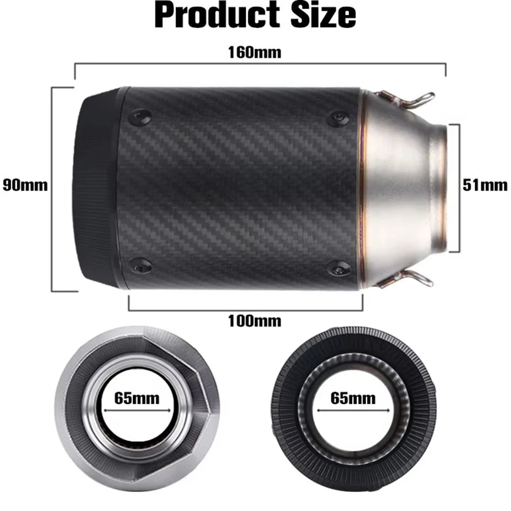 Escape Universal para Motocicleta en Fibra de Carbono CNC – Compatible con Kawasaki Z900 / Yamaha FZ6 / KTM RC390 / BMW S1000XR
