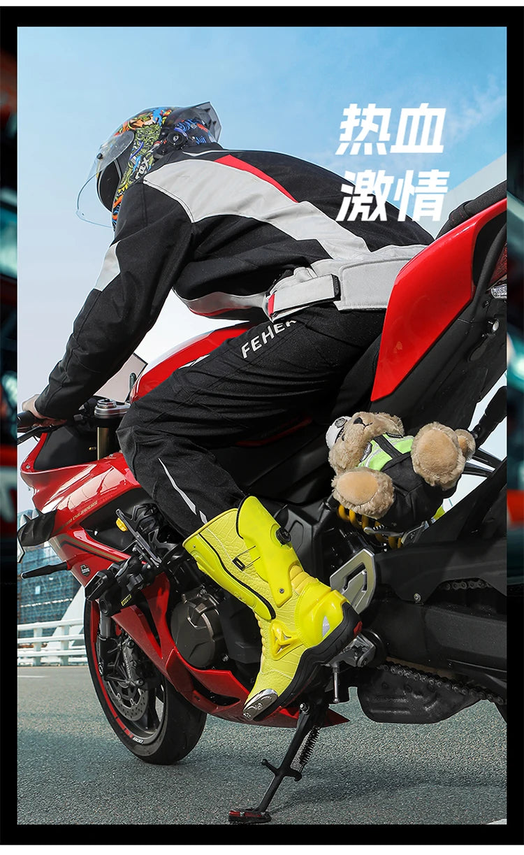 Botas de Moto de Cuero para Hombre – Antideslizantes, Touring y Motocross (Tallas 36–47)
