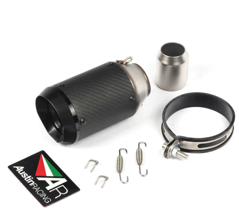 Escape Universal para Motocicleta en Fibra de Carbono CNC – Compatible con Kawasaki Z900 / Yamaha FZ6 / KTM RC390 / BMW S1000XR