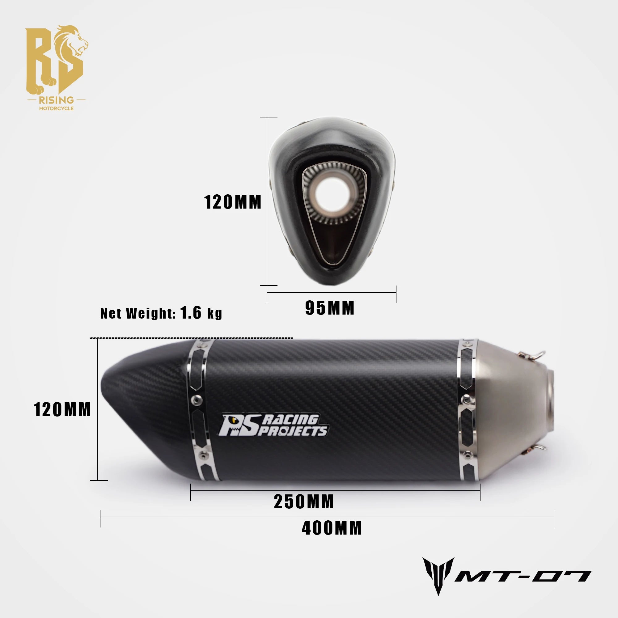 RS Side Exit Full Exhaust System For Yamaha MT-07 XSR700 2025 Dual O2 Sensor Stainless Steel High Flow Plug-and-Play Tracer 7