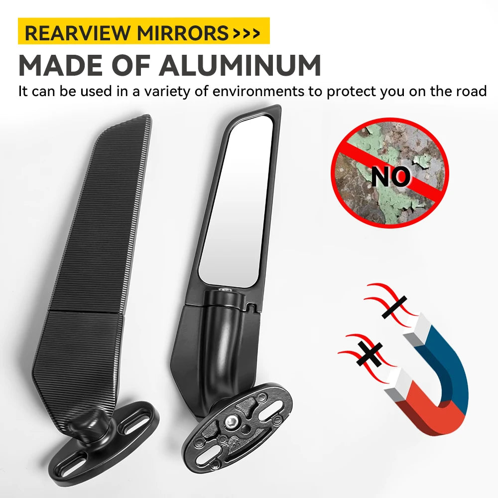 Modified Motorcycle Rearview Side Mirrors Wind Wing Adjustable Rotating with LED Light for Yamaha YZF R1 R6 R25 R3 Suzuki GSXR