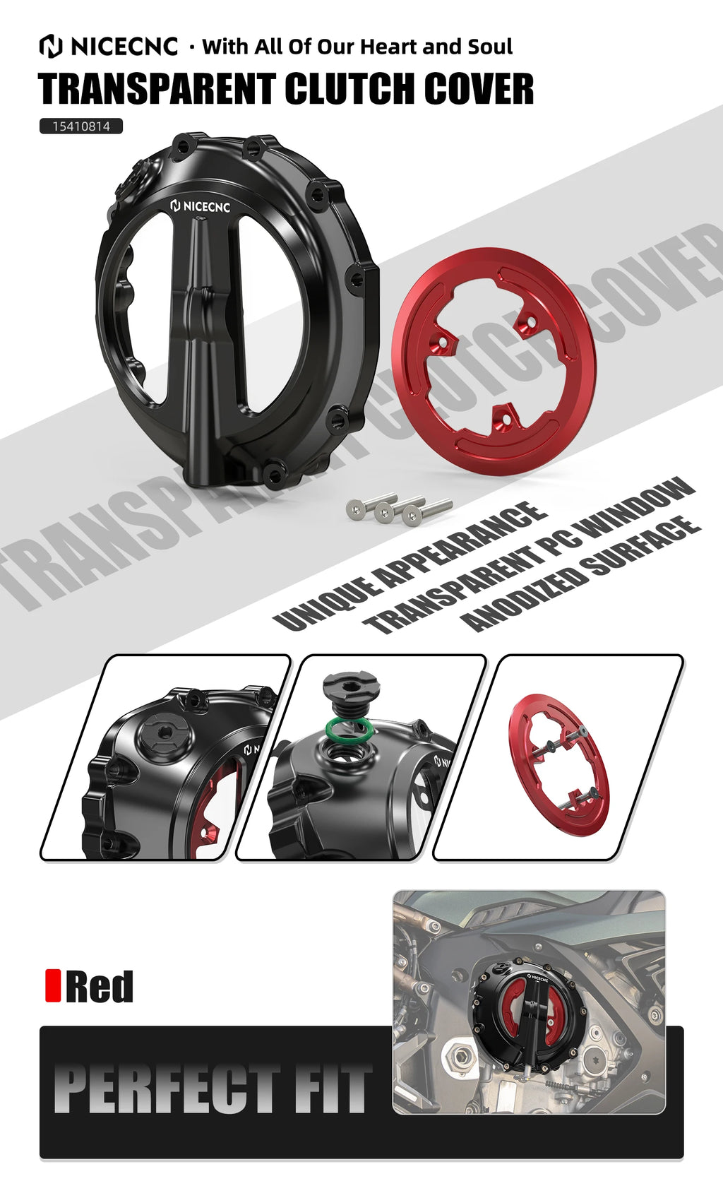 Tapa de Embrague Transparente Racing para BMW S1000RR, S1000R, S1000XR y M1000 (2019-2026)
