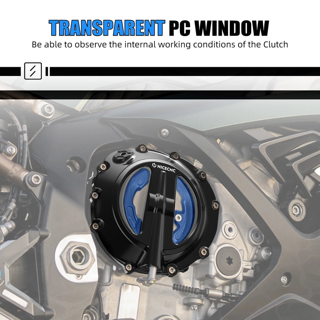 Tapa de Embrague Transparente Racing para BMW S1000RR, S1000R, S1000XR y M1000 (2019-2026)