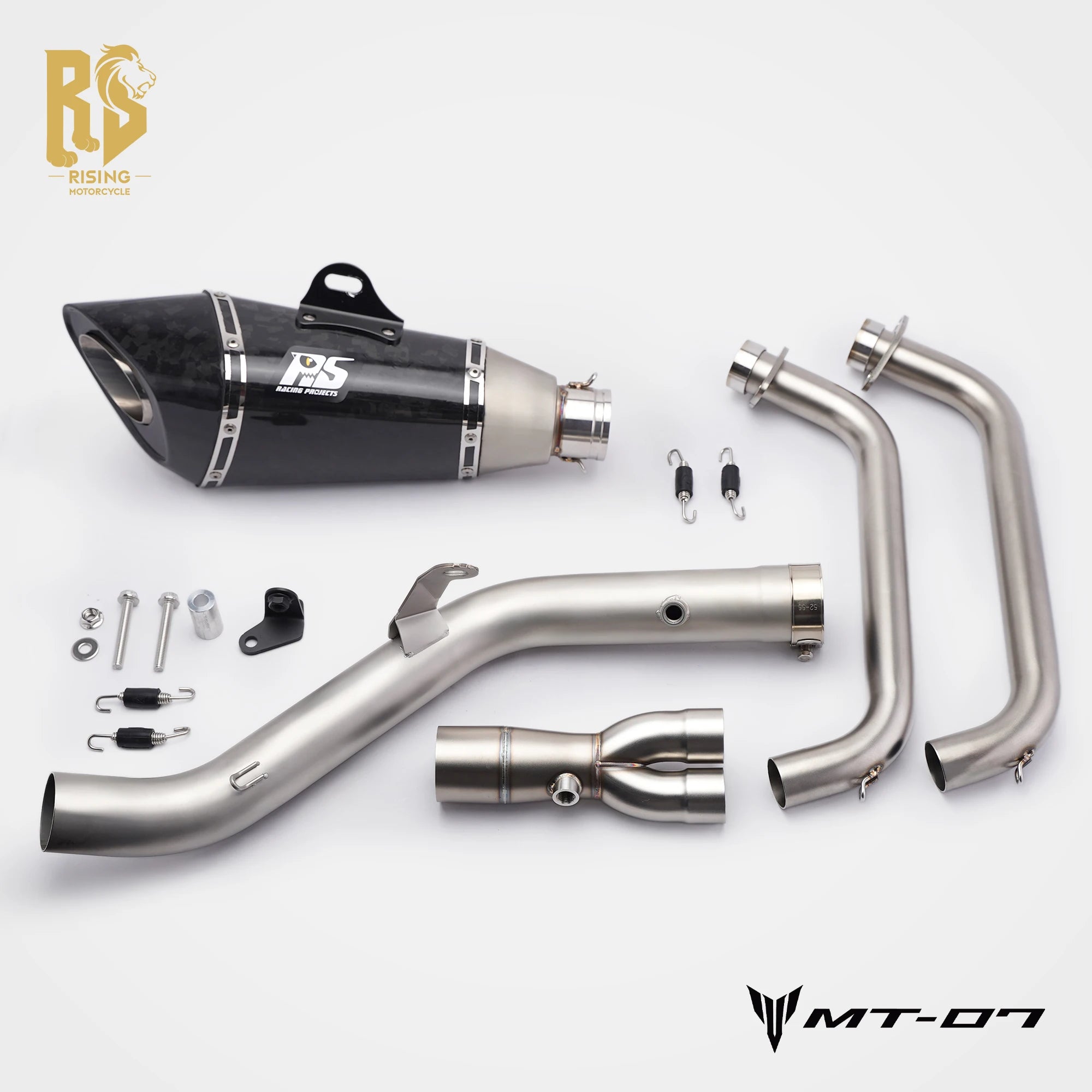 RS Side Exit Full Exhaust System For Yamaha MT-07 XSR700 2025 Dual O2 Sensor Stainless Steel High Flow Plug-and-Play Tracer 7