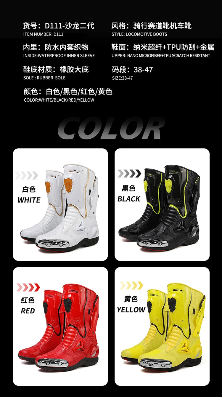 Botas de Moto de Cuero para Hombre – Antideslizantes, Touring y Motocross (Tallas 36–47)