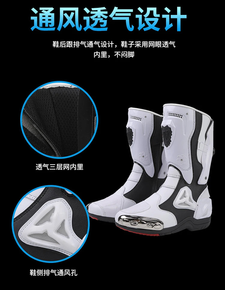 Botas de Moto de Cuero para Hombre – Antideslizantes, Touring y Motocross (Tallas 36–47)