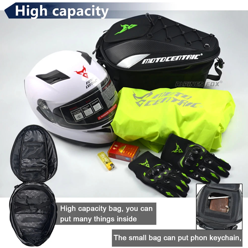 Bolsa Trasera MOTOCENTRIC 37L Impermeable – Alta Capacidad para Casco