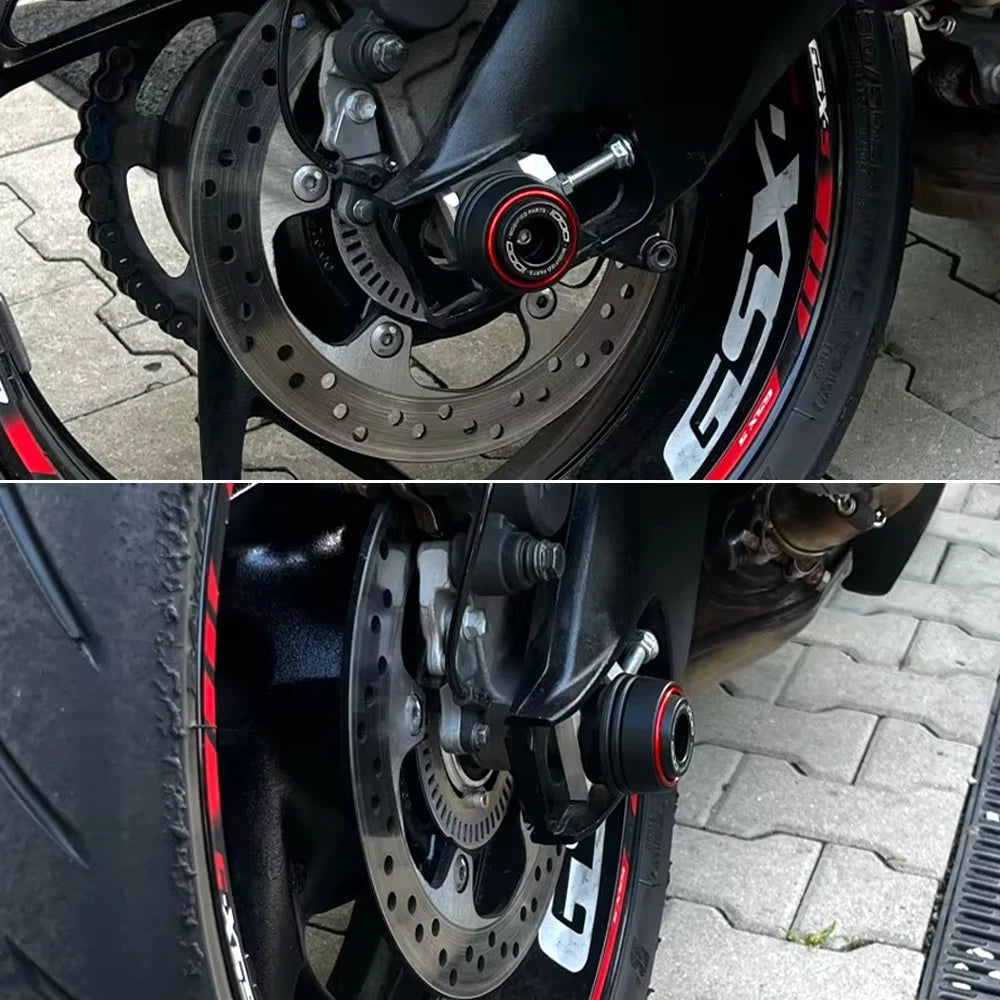 🔥 Protectores de Eje Delantero y Trasero (Axle Sliders) Suzuki GSX-S 1000 / GSX-R 1000 (2015-2025) 🔥