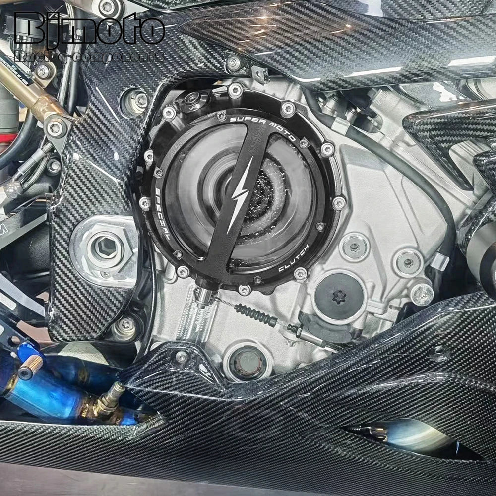Tapa de Embrague Transparente Racing CNC para BMW S1000RR, S1000R, S1000XR y M1000 (2019-2026)