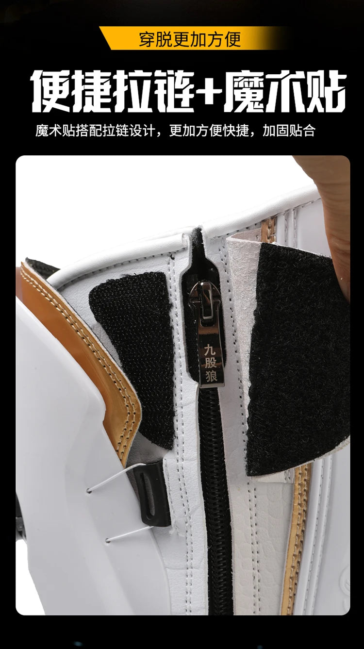 Botas de Moto de Cuero para Hombre – Antideslizantes, Touring y Motocross (Tallas 36–47)