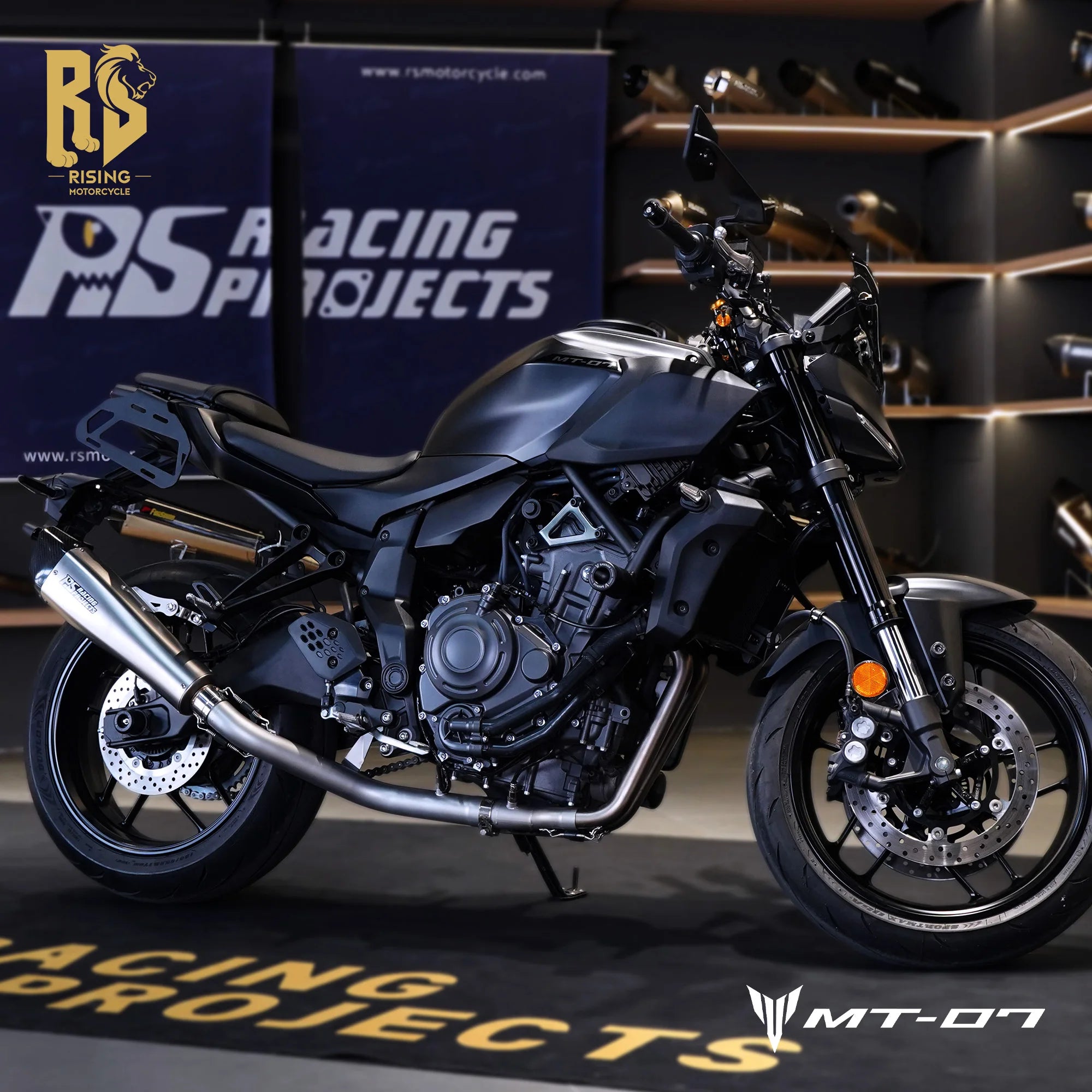 RS Side Exit Full Exhaust System For Yamaha MT-07 XSR700 2025 Dual O2 Sensor Stainless Steel High Flow Plug-and-Play Tracer 7