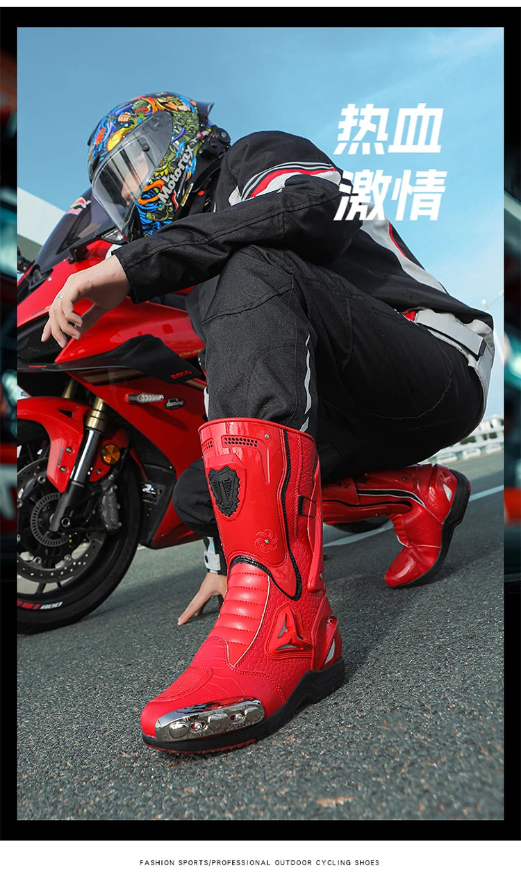 Botas de Moto de Cuero para Hombre – Antideslizantes, Touring y Motocross (Tallas 36–47)