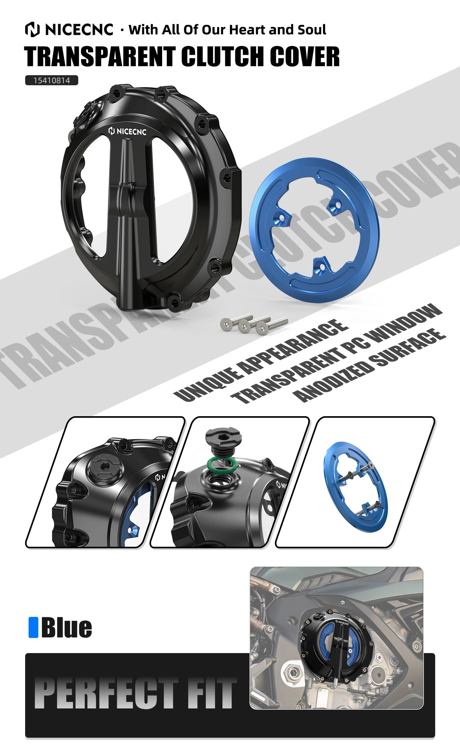 Tapa de Embrague Transparente Racing para BMW S1000RR, S1000R, S1000XR y M1000 (2019-2026)