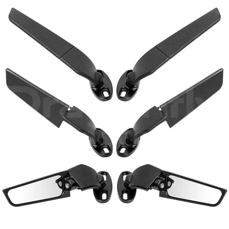 Espejos Retrovisores Deportivos Ajustables tipo Wing para Kawasaki Ninja 250 / 300 / 400 / 650 / H2 – Par