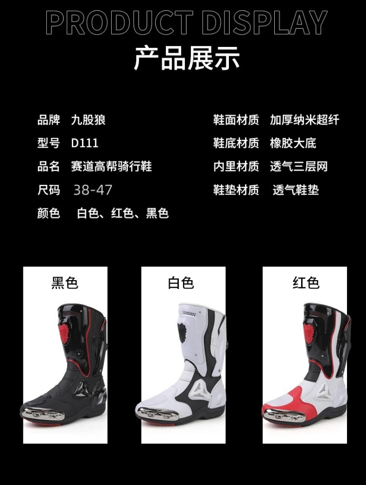 Botas de Moto de Cuero para Hombre – Antideslizantes, Touring y Motocross (Tallas 36–47)