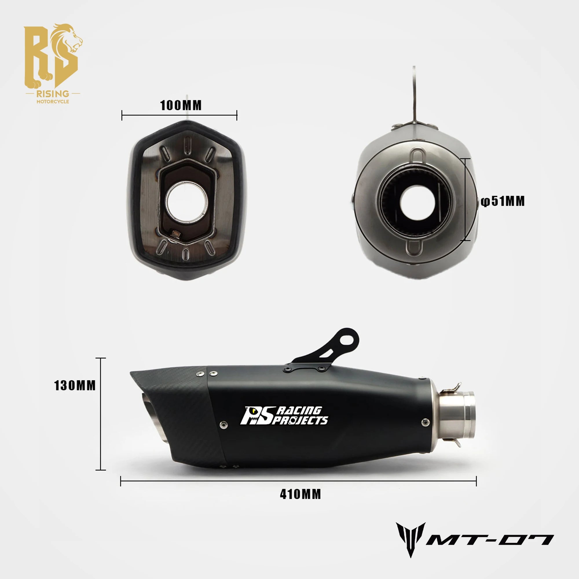 RS Side Exit Full Exhaust System For Yamaha MT-07 XSR700 2025 Dual O2 Sensor Stainless Steel High Flow Plug-and-Play Tracer 7