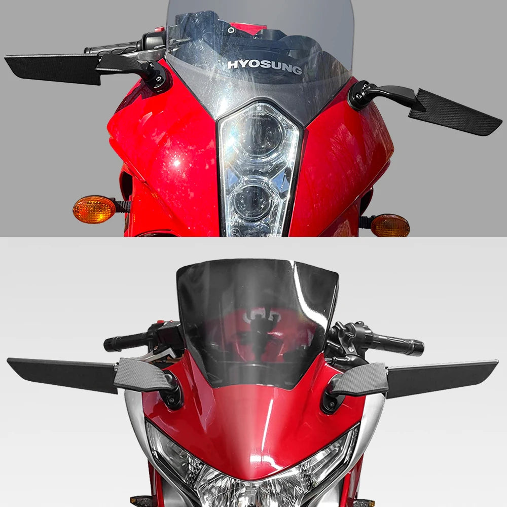 Modified Motorcycle Rearview Side Mirrors Wind Wing Adjustable Rotating with LED Light for Yamaha YZF R1 R6 R25 R3 Suzuki GSXR