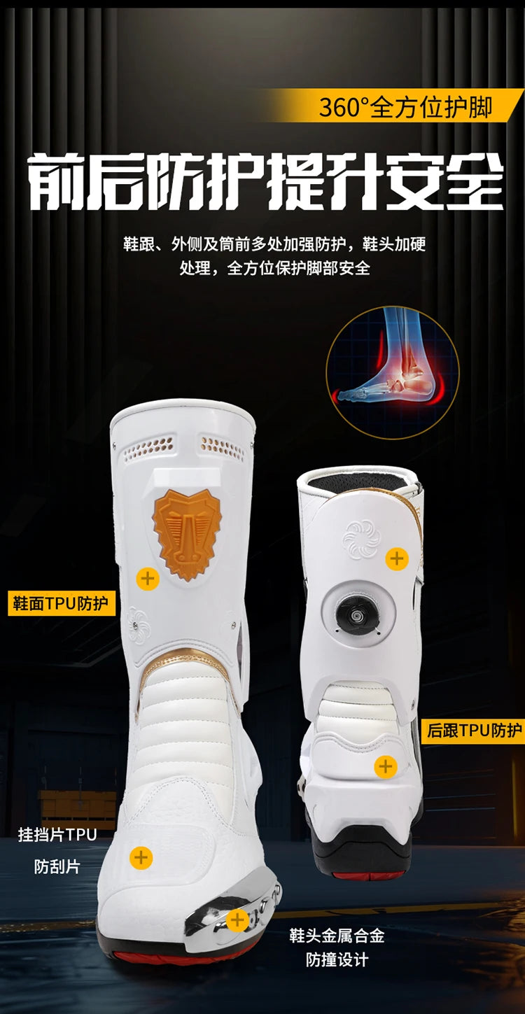 Botas de Moto de Cuero para Hombre – Antideslizantes, Touring y Motocross (Tallas 36–47)