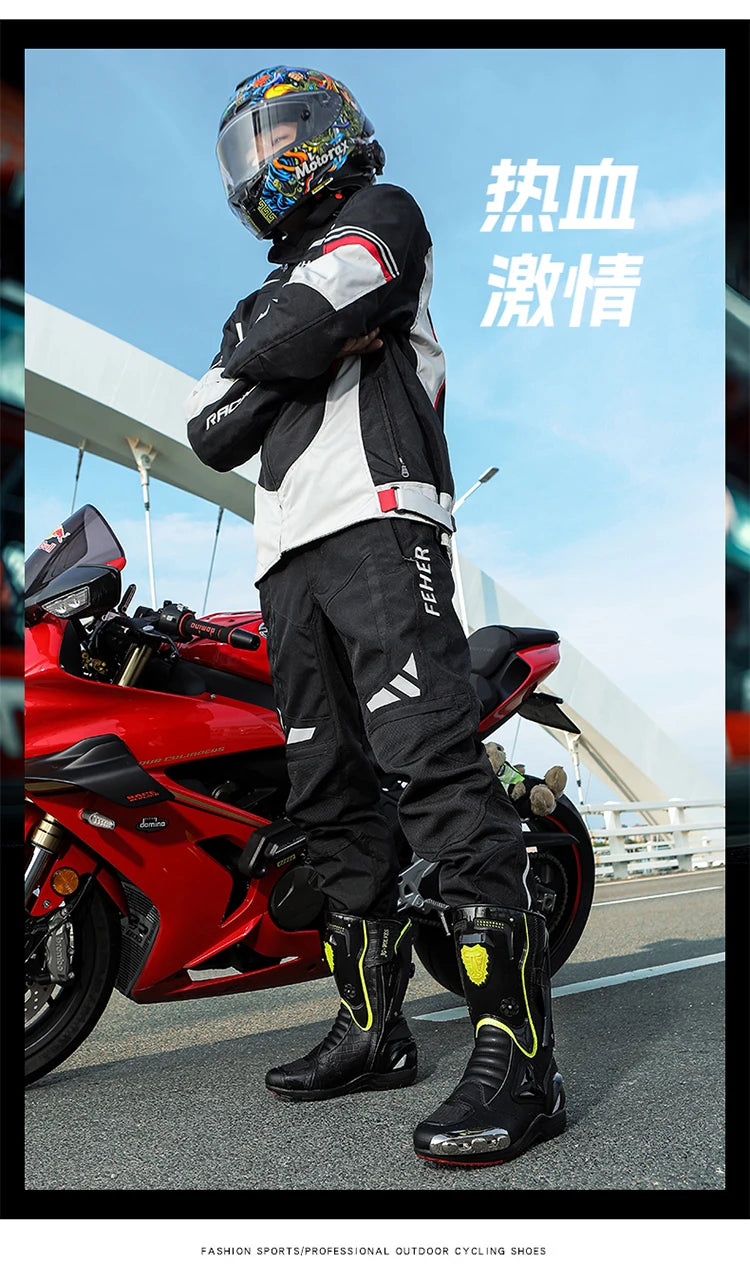 Botas de Moto de Cuero para Hombre – Antideslizantes, Touring y Motocross (Tallas 36–47)