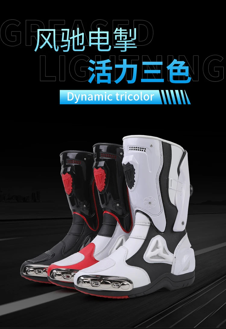 Botas de Moto de Cuero para Hombre – Antideslizantes, Touring y Motocross (Tallas 36–47)