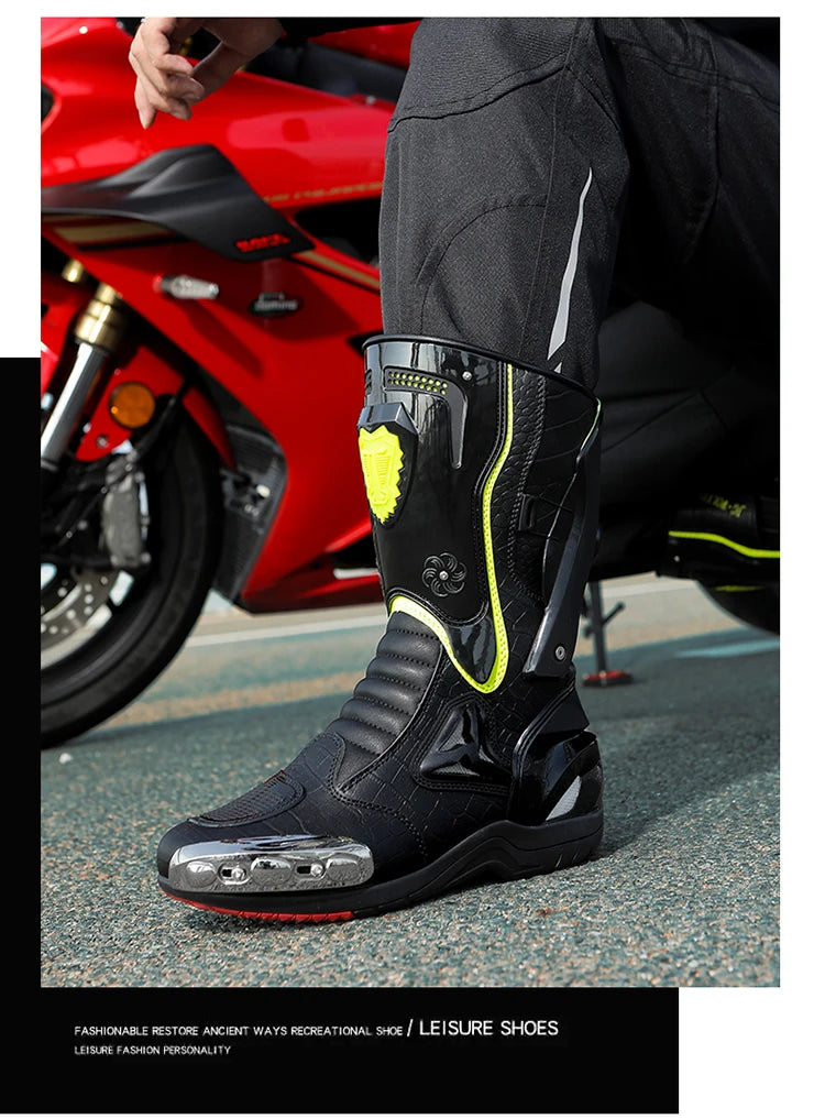 Botas de Moto de Cuero para Hombre – Antideslizantes, Touring y Motocross (Tallas 36–47)