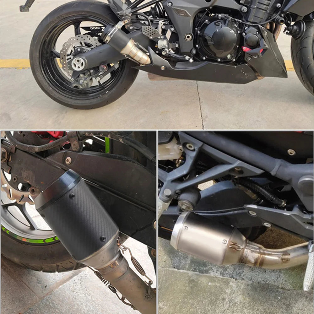 Escape Universal para Motocicleta en Fibra de Carbono CNC – Compatible con Kawasaki Z900 / Yamaha FZ6 / KTM RC390 / BMW S1000XR