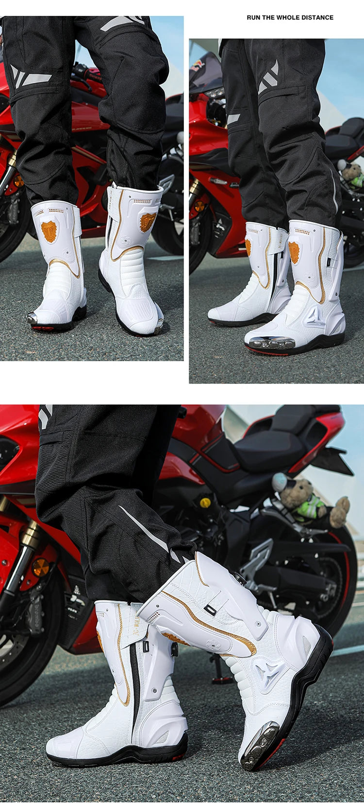 Botas de Moto de Cuero para Hombre – Antideslizantes, Touring y Motocross (Tallas 36–47)